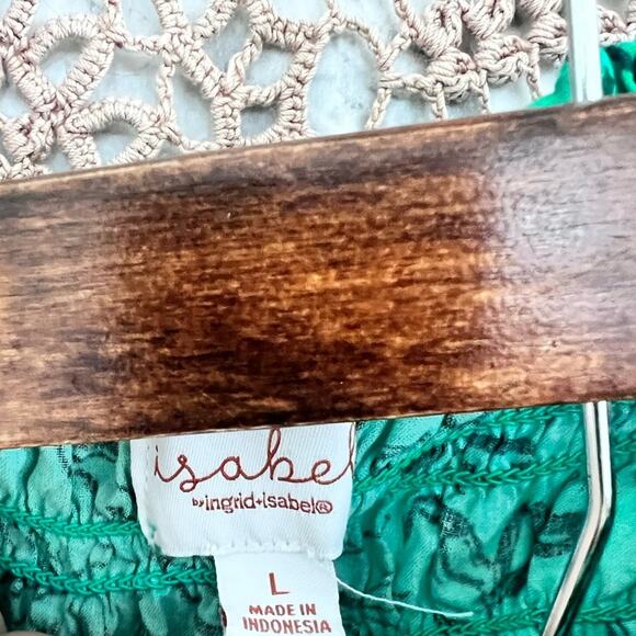 5/$30 Isabel Maternity Smocked Floral 2 Piece Skirt Set Green L - Picture 2 of 5